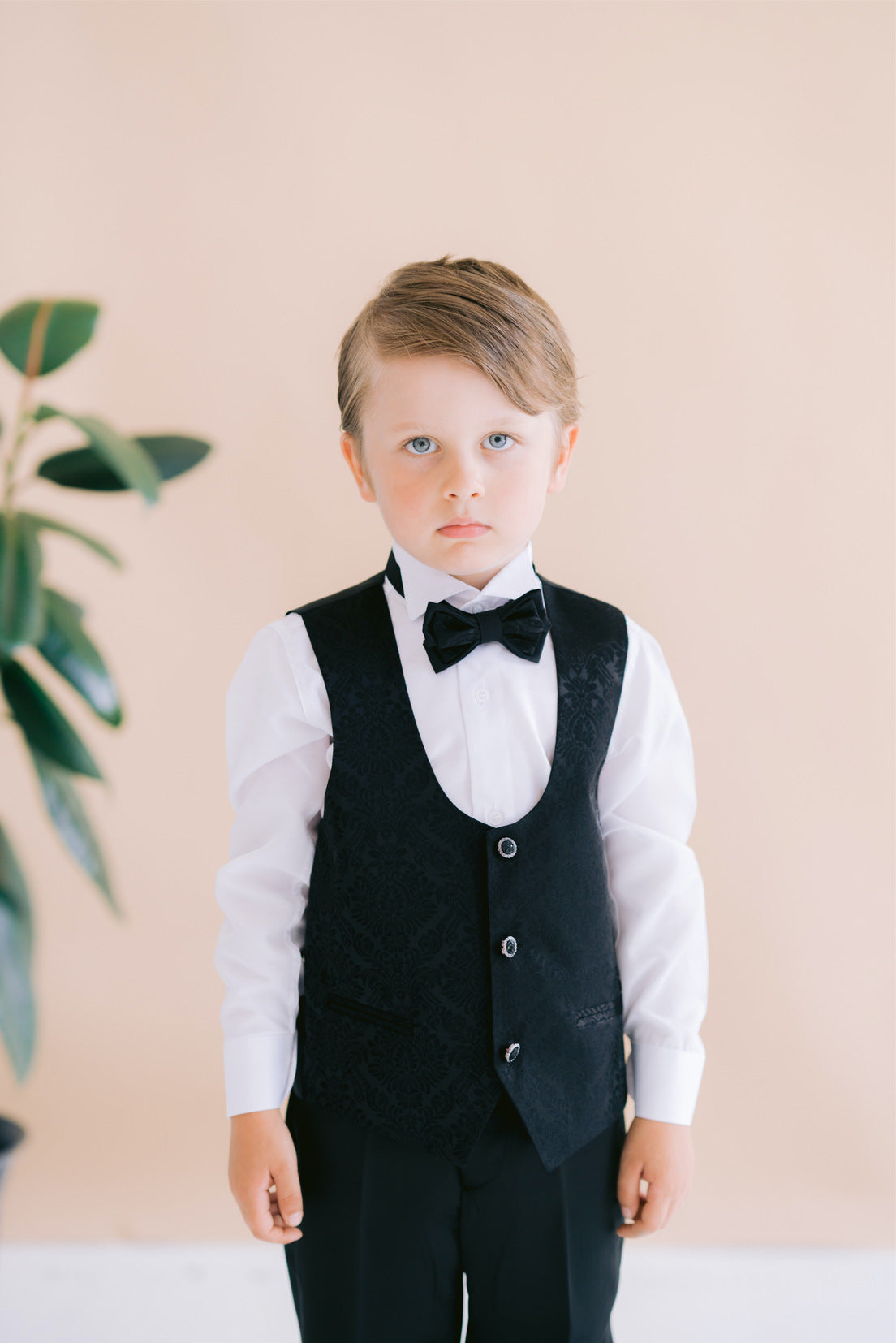 Boys Black 5 Piece Suit