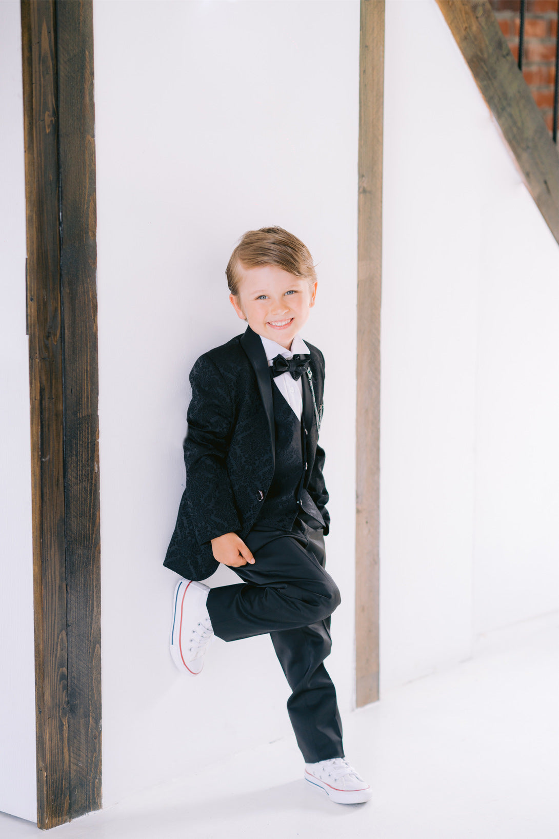 Boys Black 5 Piece Suit
