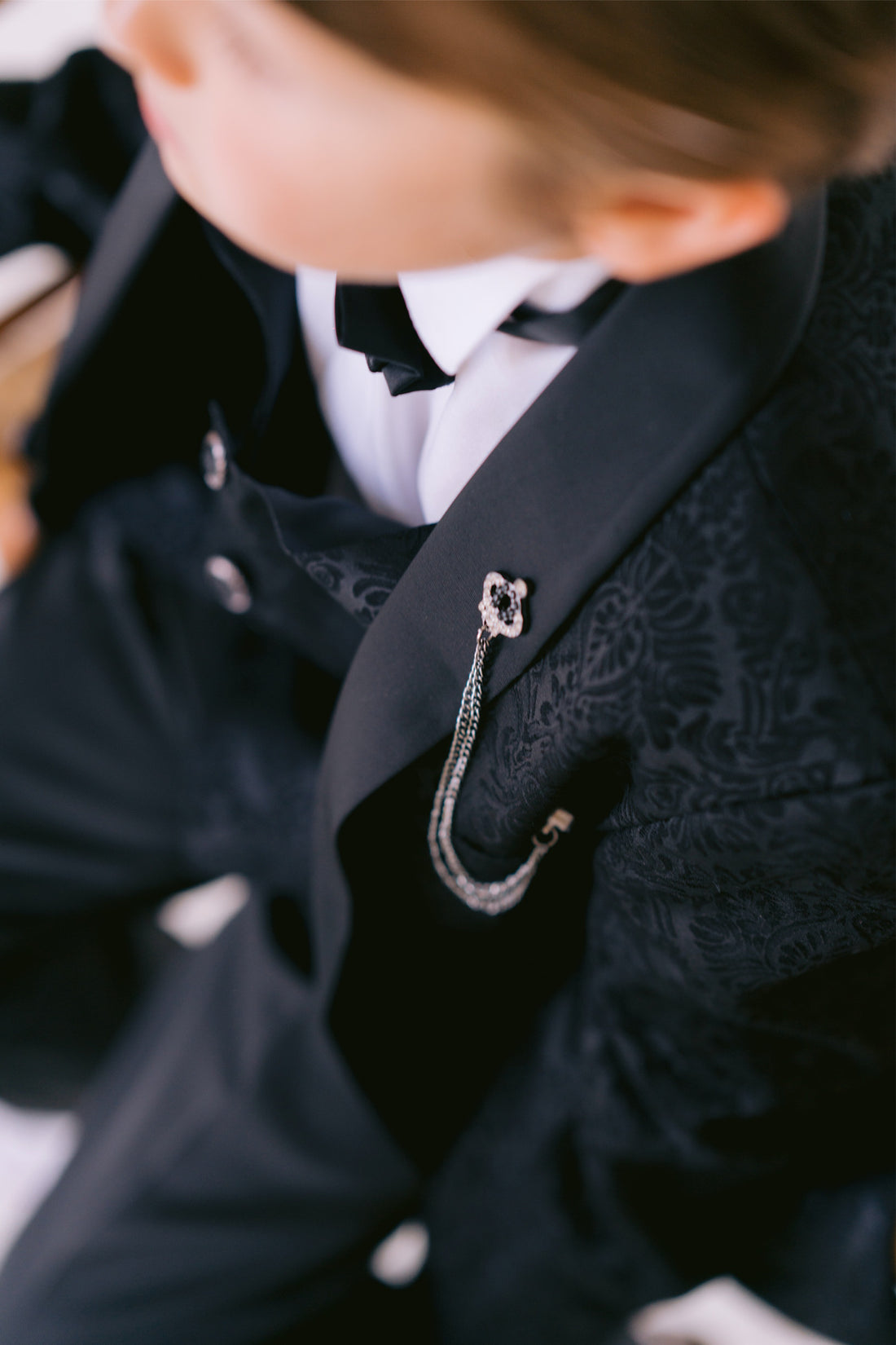 Boys Black 5 Piece Suit