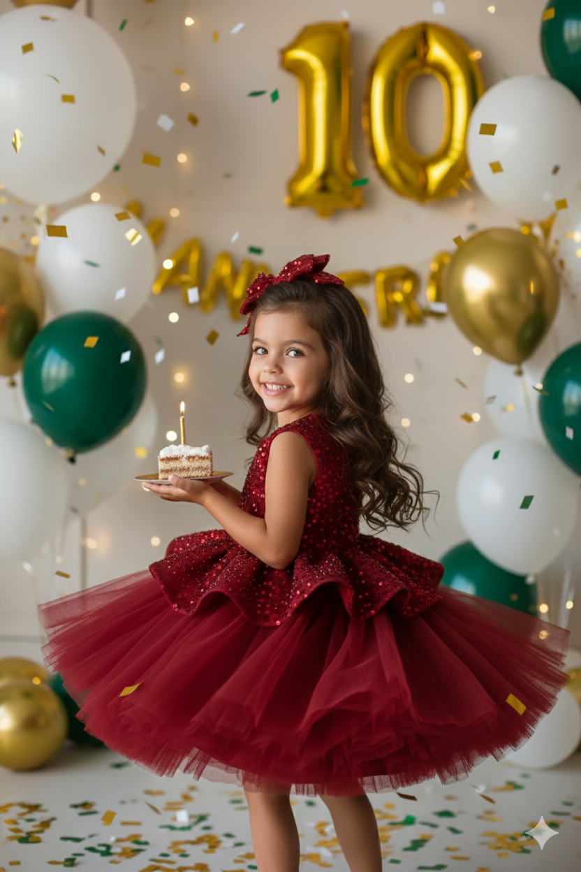 Candy Elegant Green Lace Dress for Girls – Pearl, Sequin, and Tulle Ruffle Details