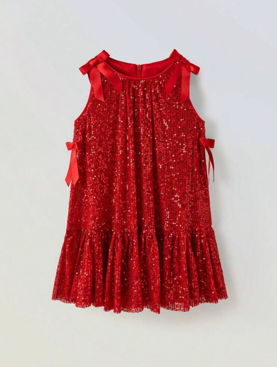 Sara Elegant Pink Sequin Dress for Girls – Accented with Satin Bows