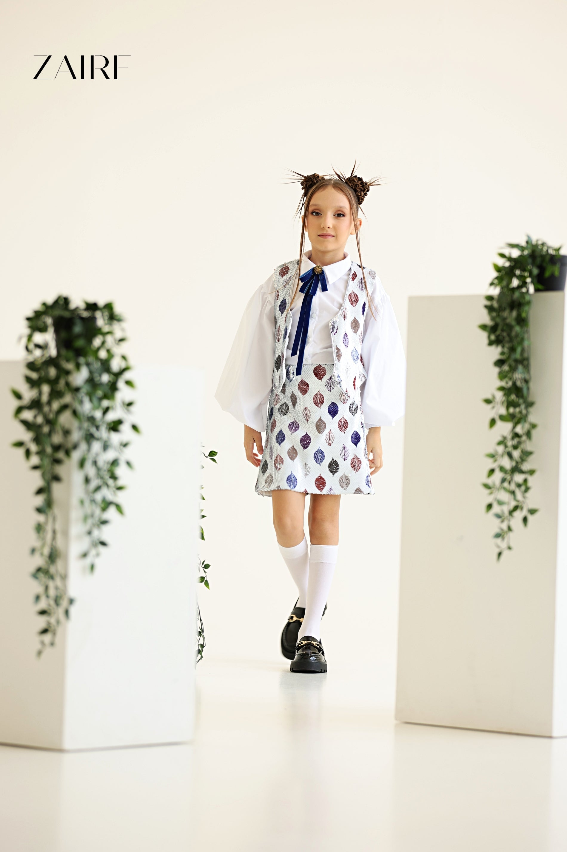 Theea Elegant Sequin Set for Girls – Reversible Sequin Vest and Skirt