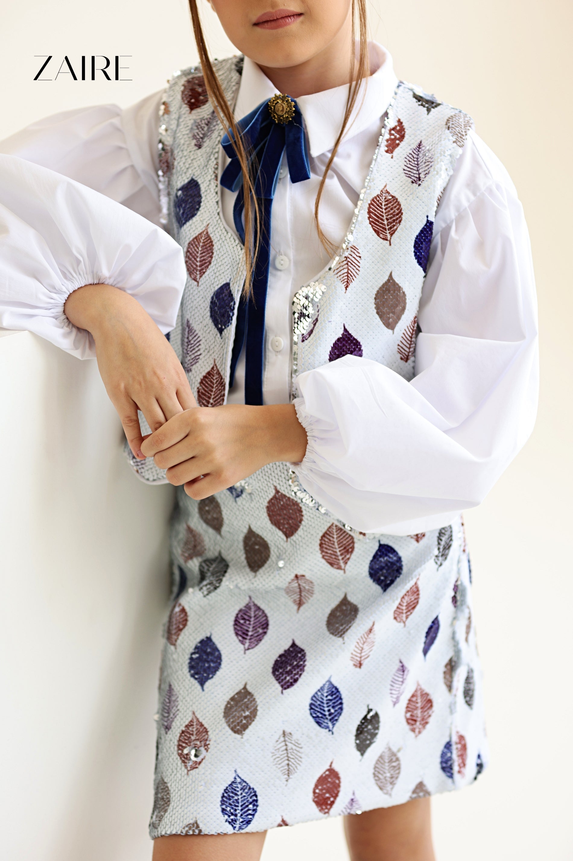 Theea Elegant Sequin Set for Girls – Reversible Sequin Vest and Skirt