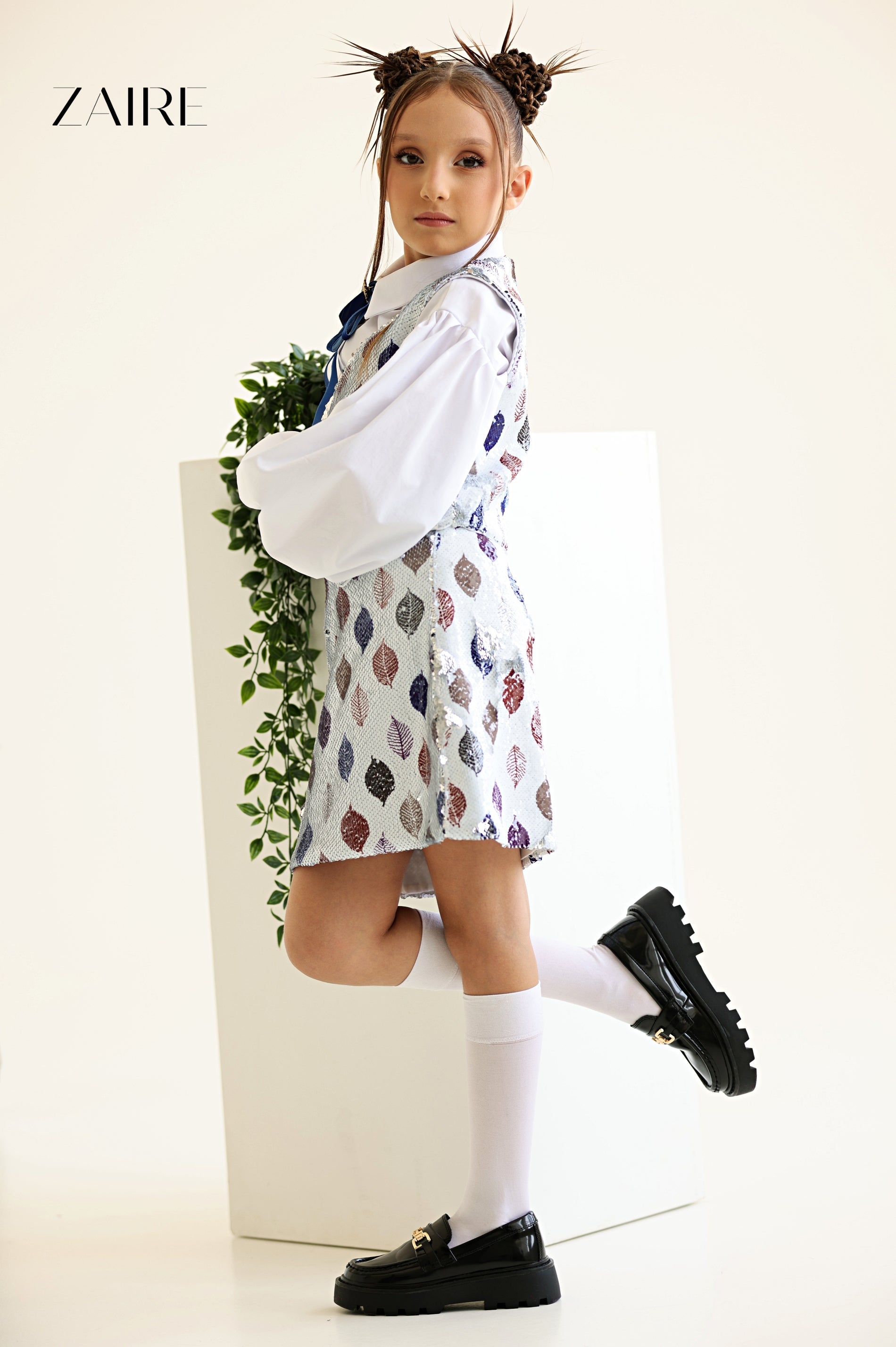 Theea Elegant Sequin Set for Girls – Reversible Sequin Vest and Skirt