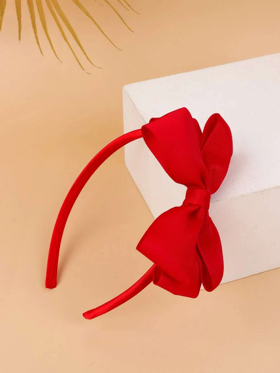 Girls Bow Decor Red Headband