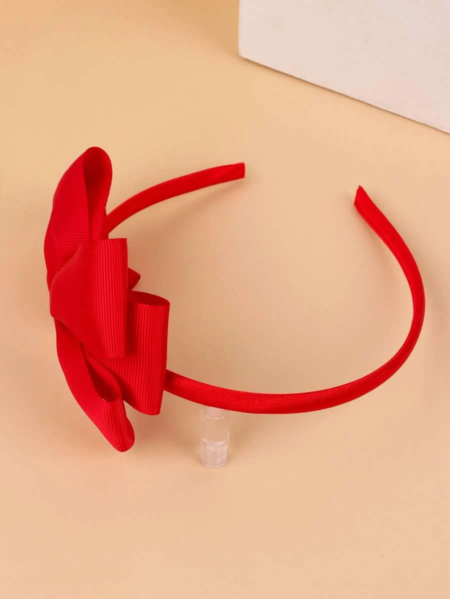 Girls Bow Decor Red Headband