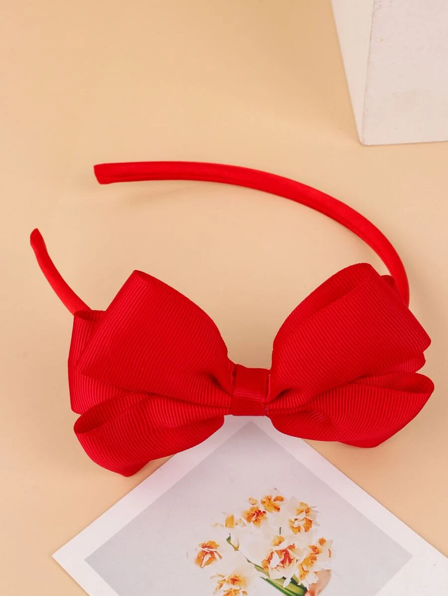 Girls Bow Decor Red Headband