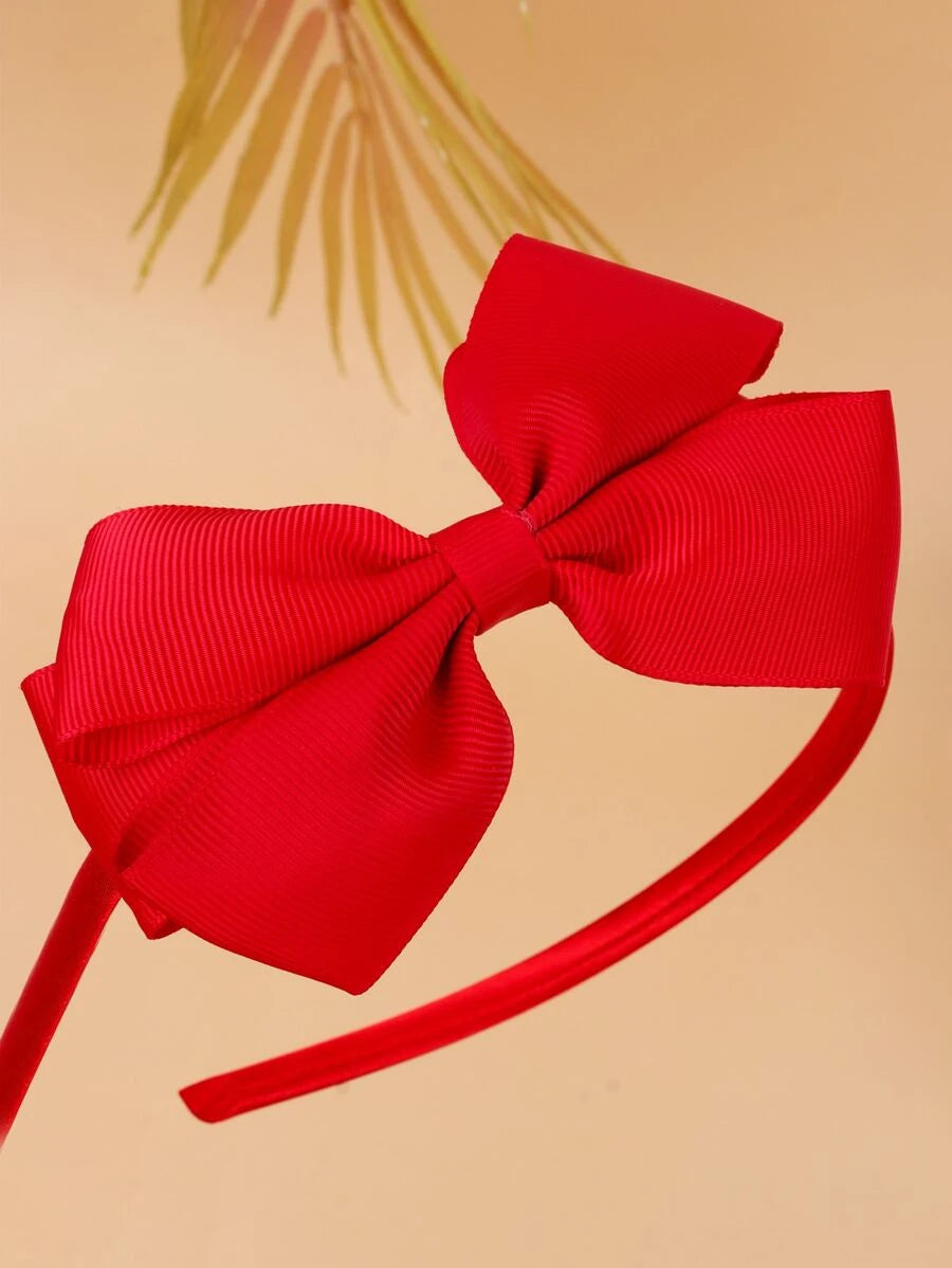 Girls Bow Decor Red Headband