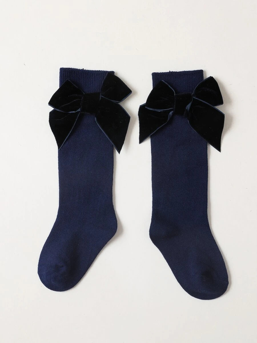 Navy Socks with Bow