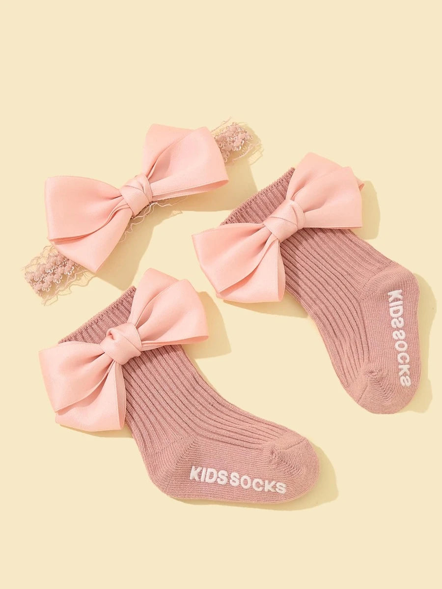 Baby Bow Headband and Socks Bundle
