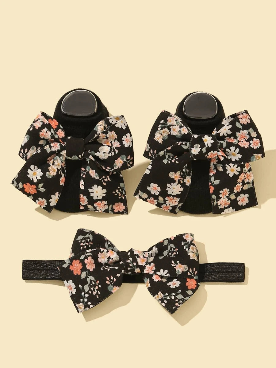 Cute Bow Headband and Socks Set for Babies