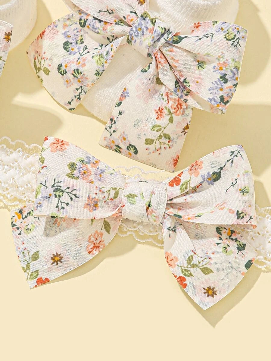 Adorable Baby Set: Headband with Bow and Coordinated Socks