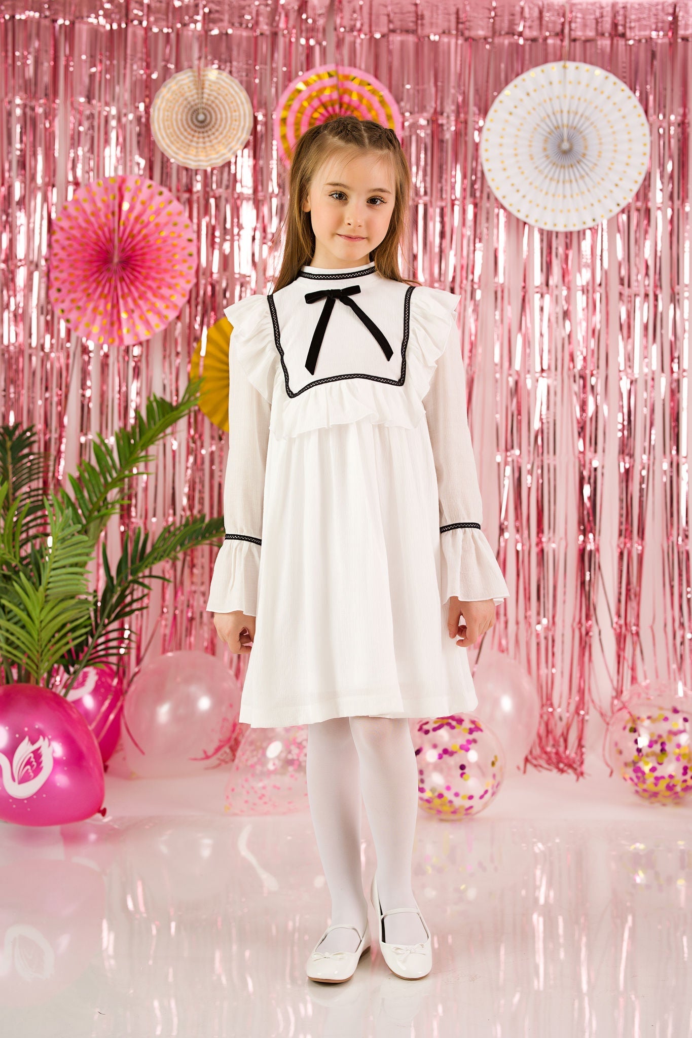 White Ruffled Dress for Girls
