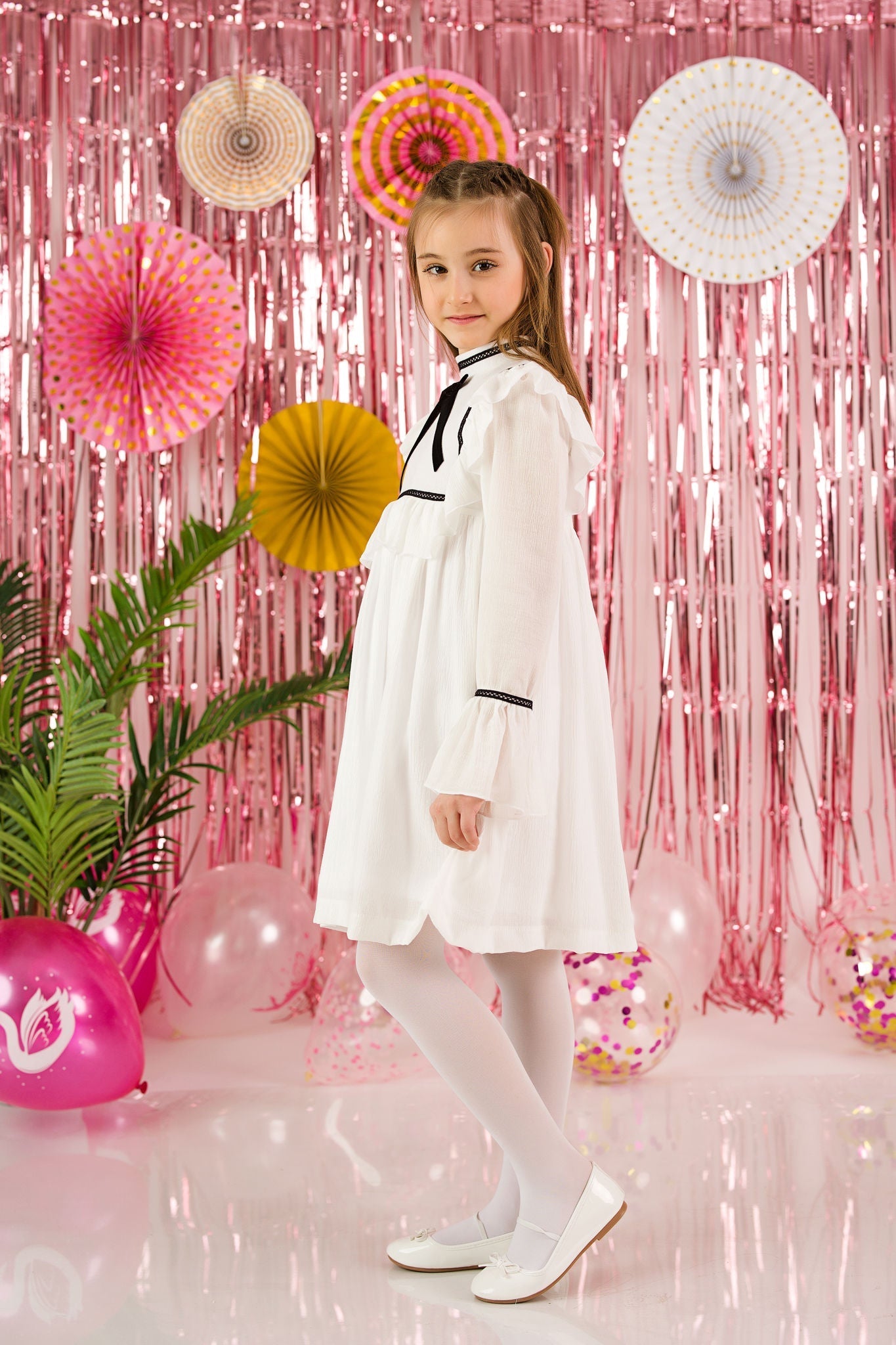 Charming White Cotton Dress for Girls
