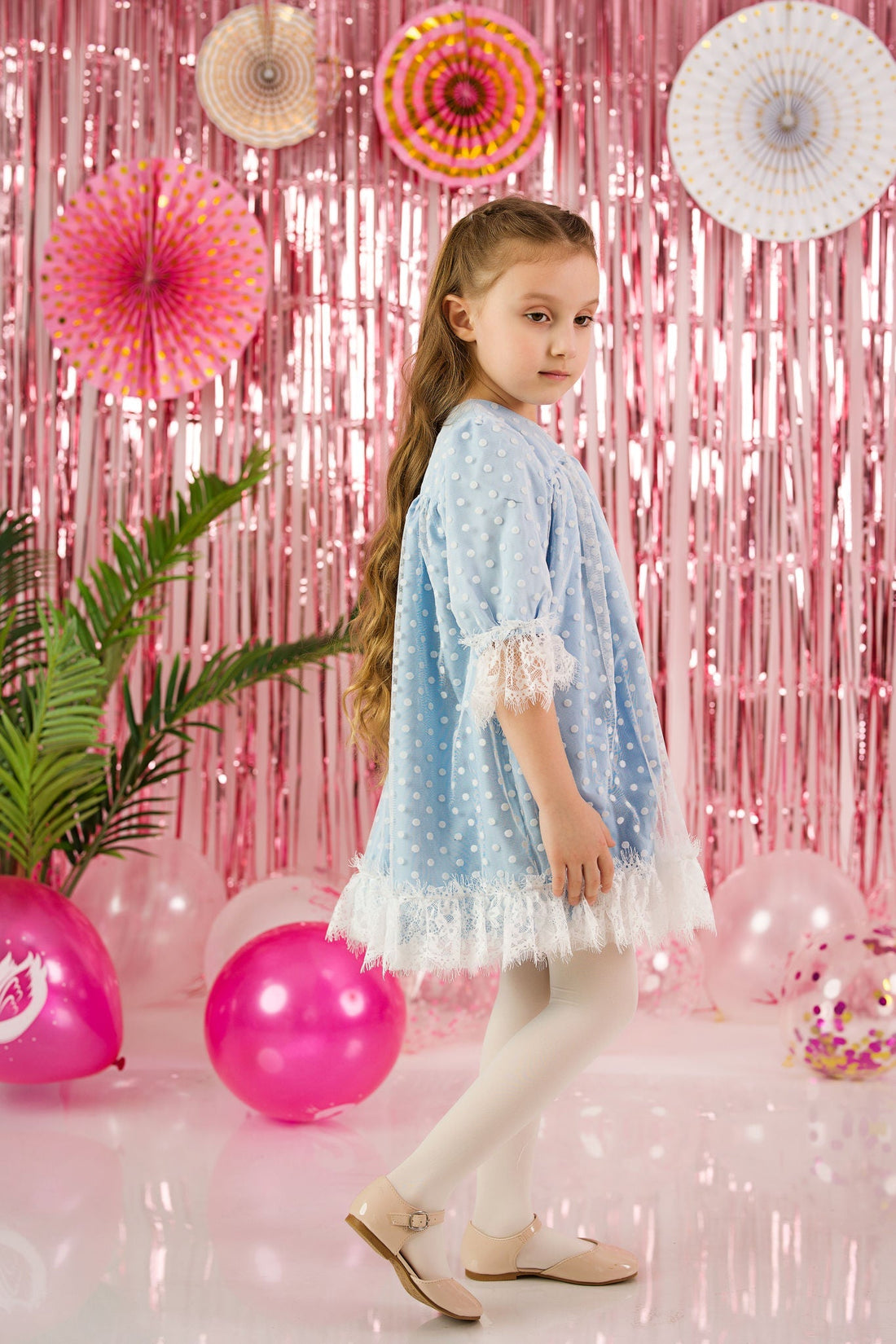 Tulle Dress with Chantilly Lace and Polka Dots