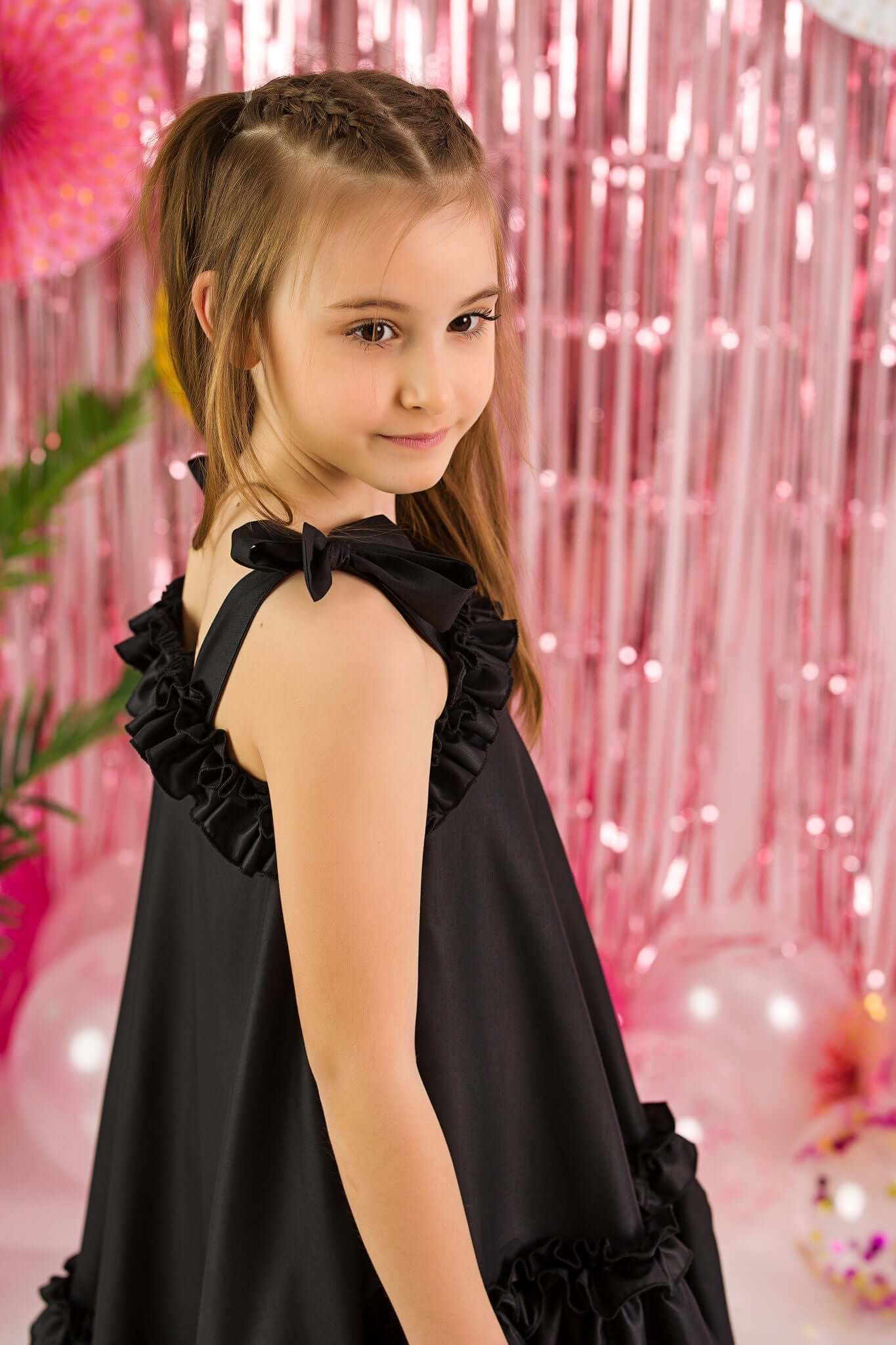 black dress girls with ruffles