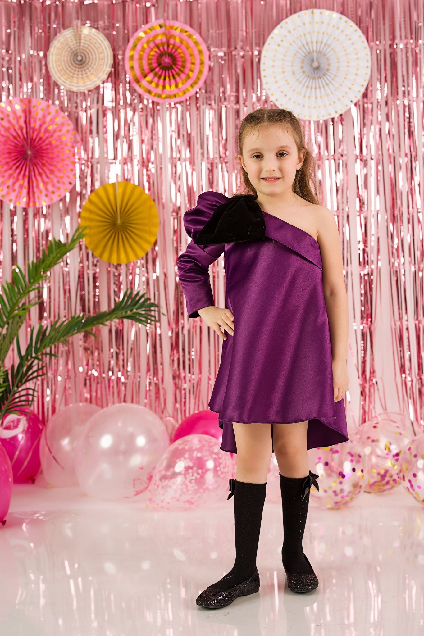 Charming One-Shoulder Dress: Juliet Sleeve
