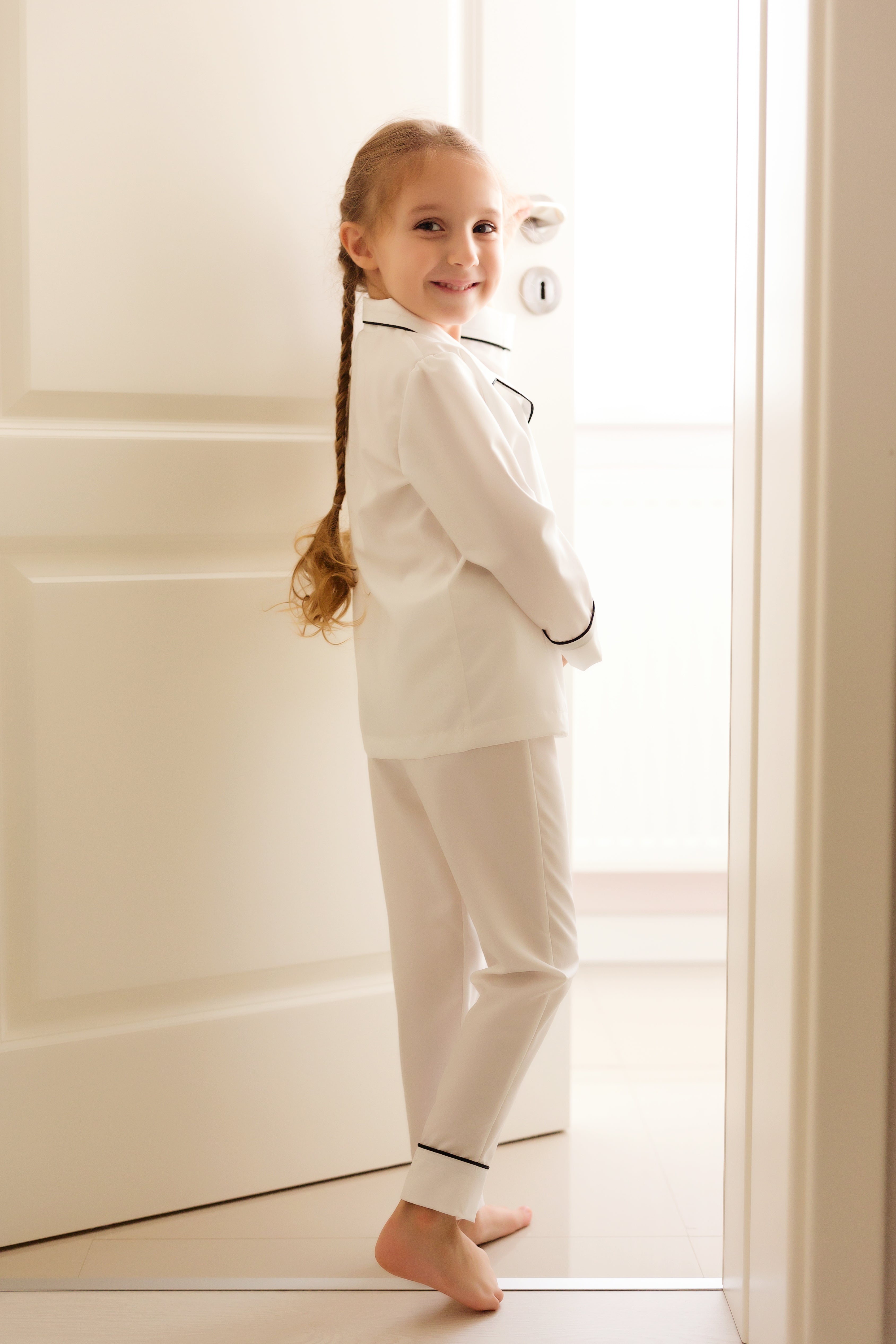 Classic White Satin Pajamas