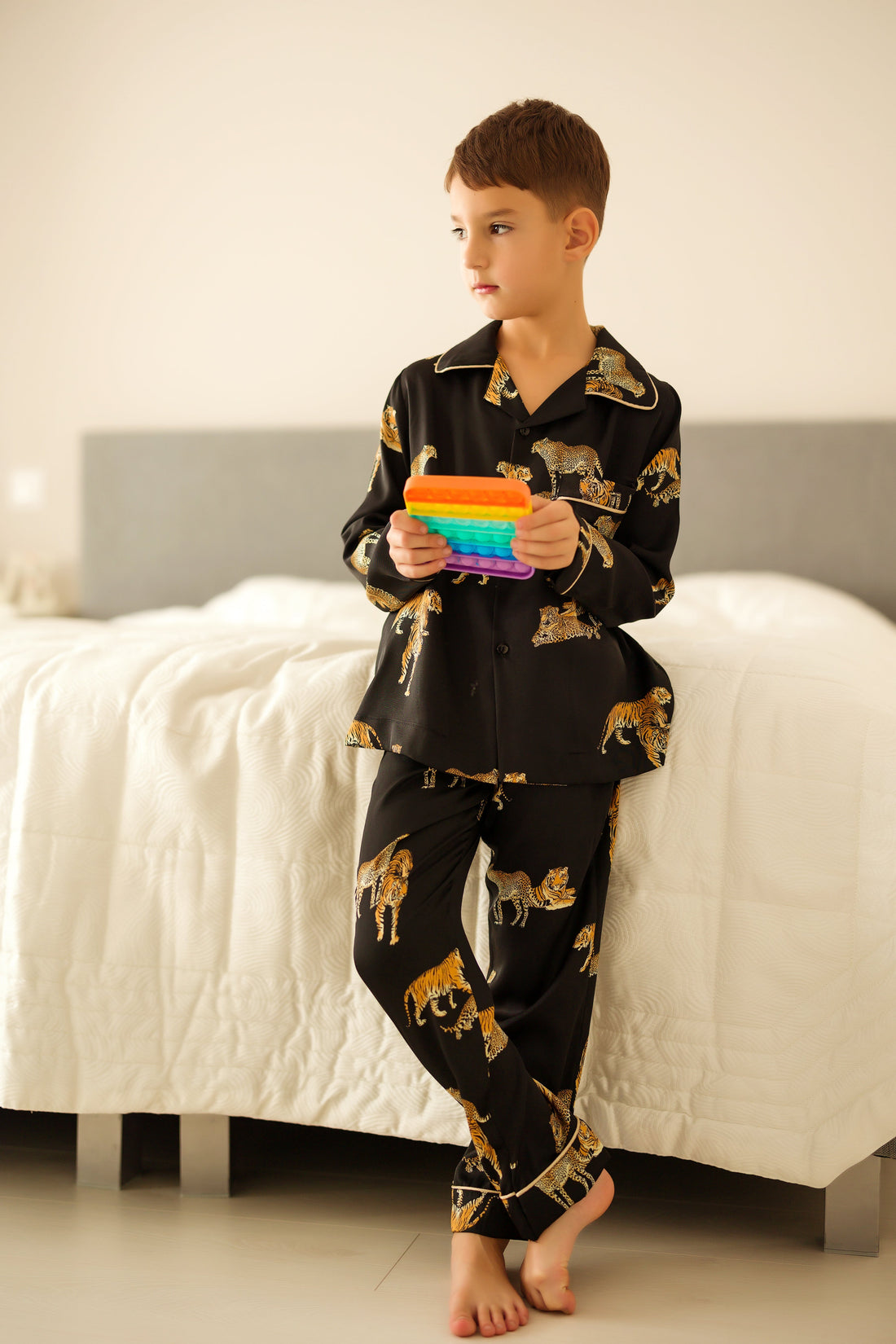 Unisex Black Silk Pajamas