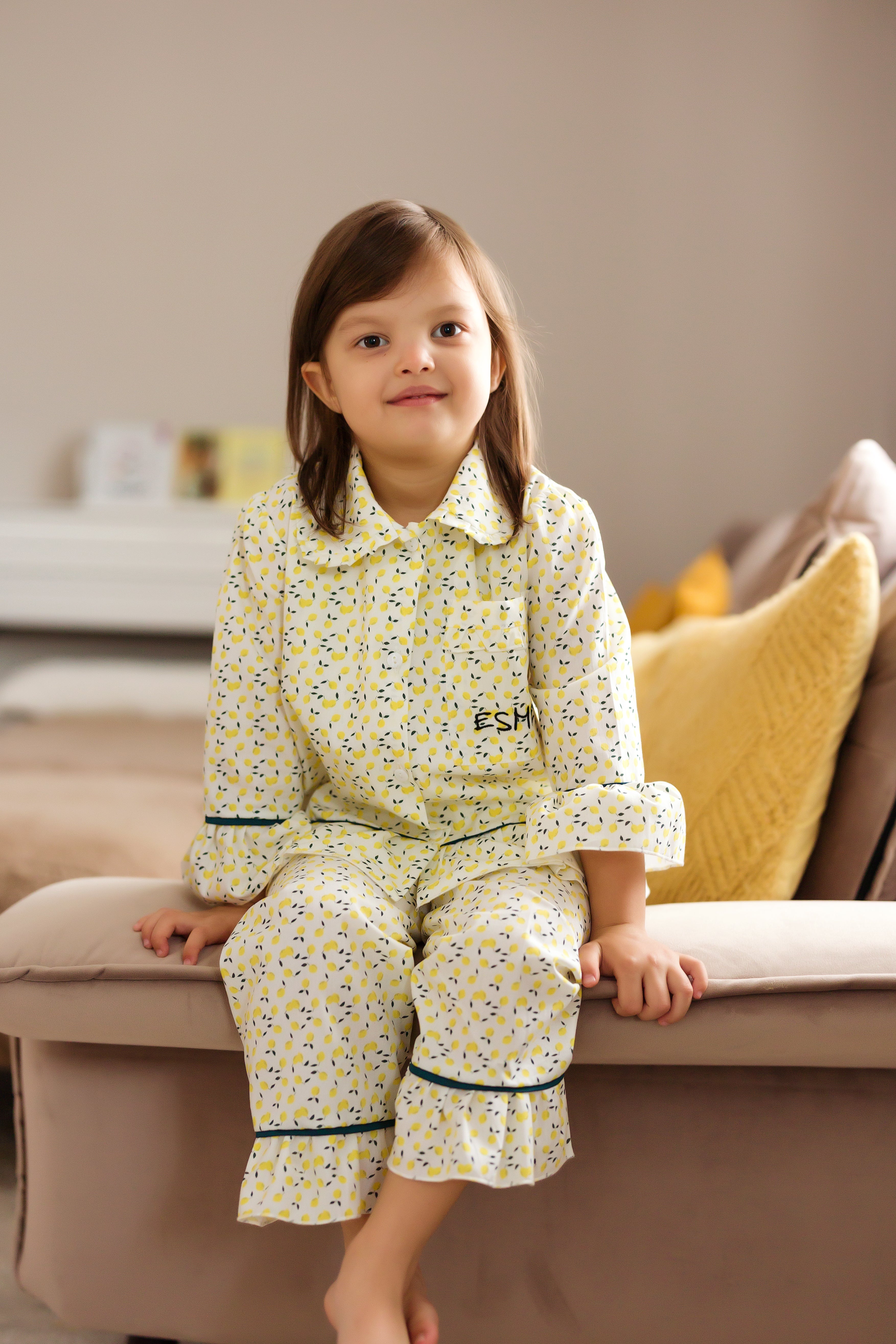 Lemon Print Cotton Pajamas