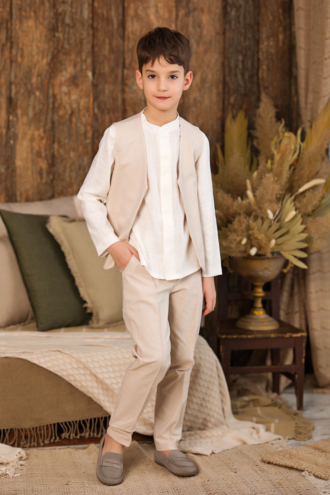 Boys 3 Piece Waistcoat, Shirt and Trousers Set