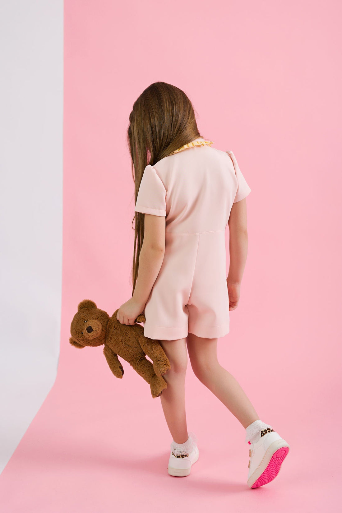 Charming Playsuit: Pink Cotton for Girls