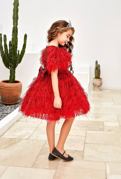 Charming Red Evening Gown for Girls