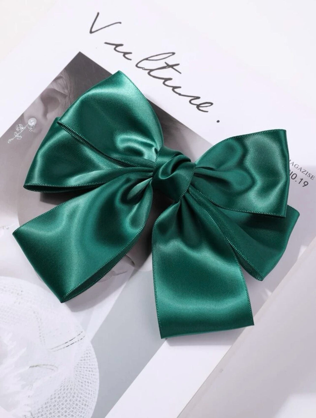 Green Bow Hair Decor Clips