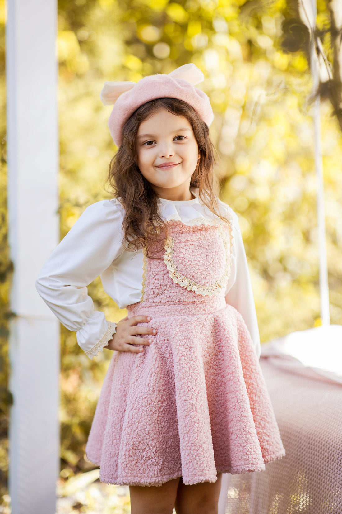 Pink Bouclé Fabric Pinafore