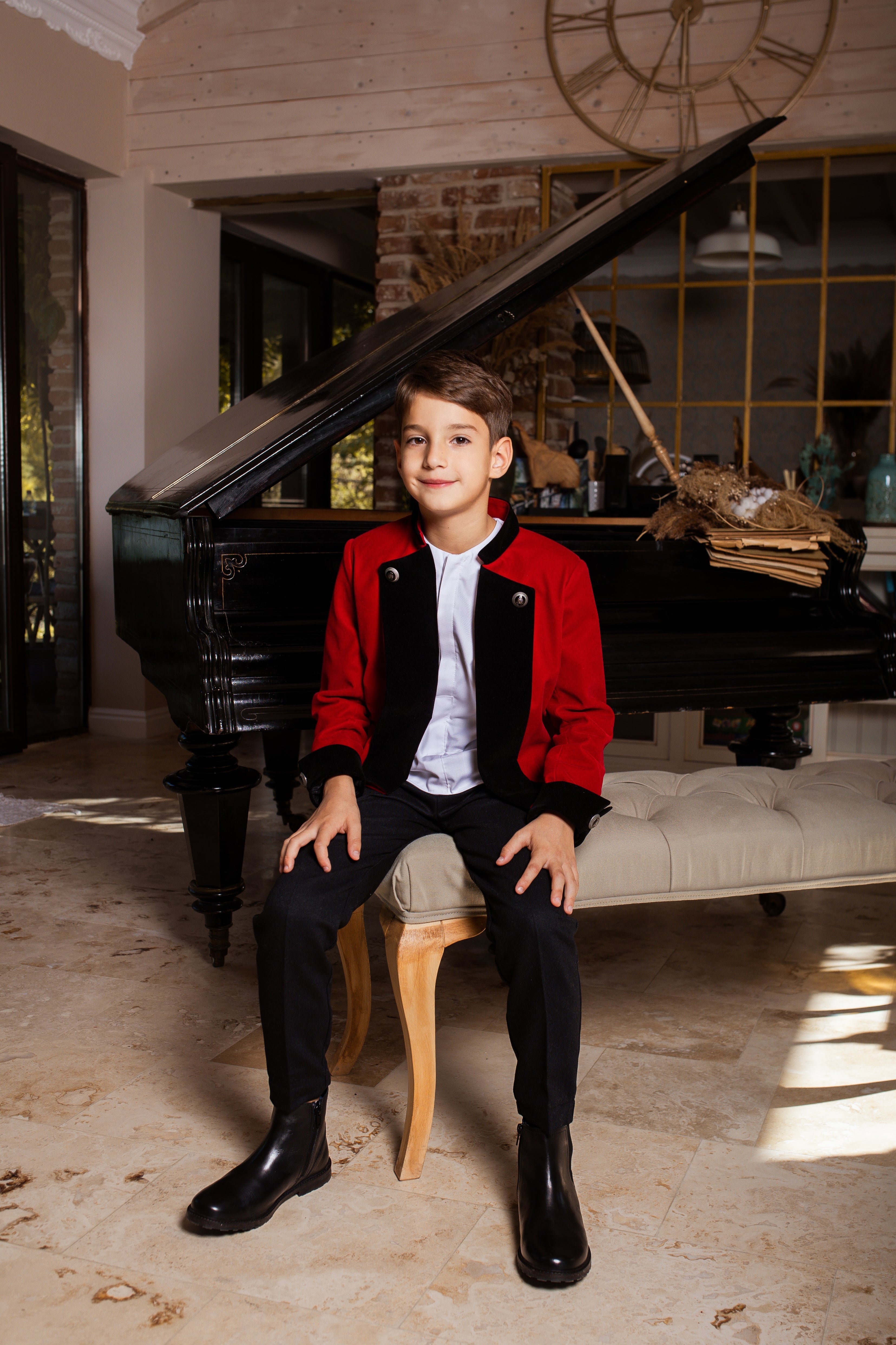 Boys Black Skinny Fit Suit Trousers