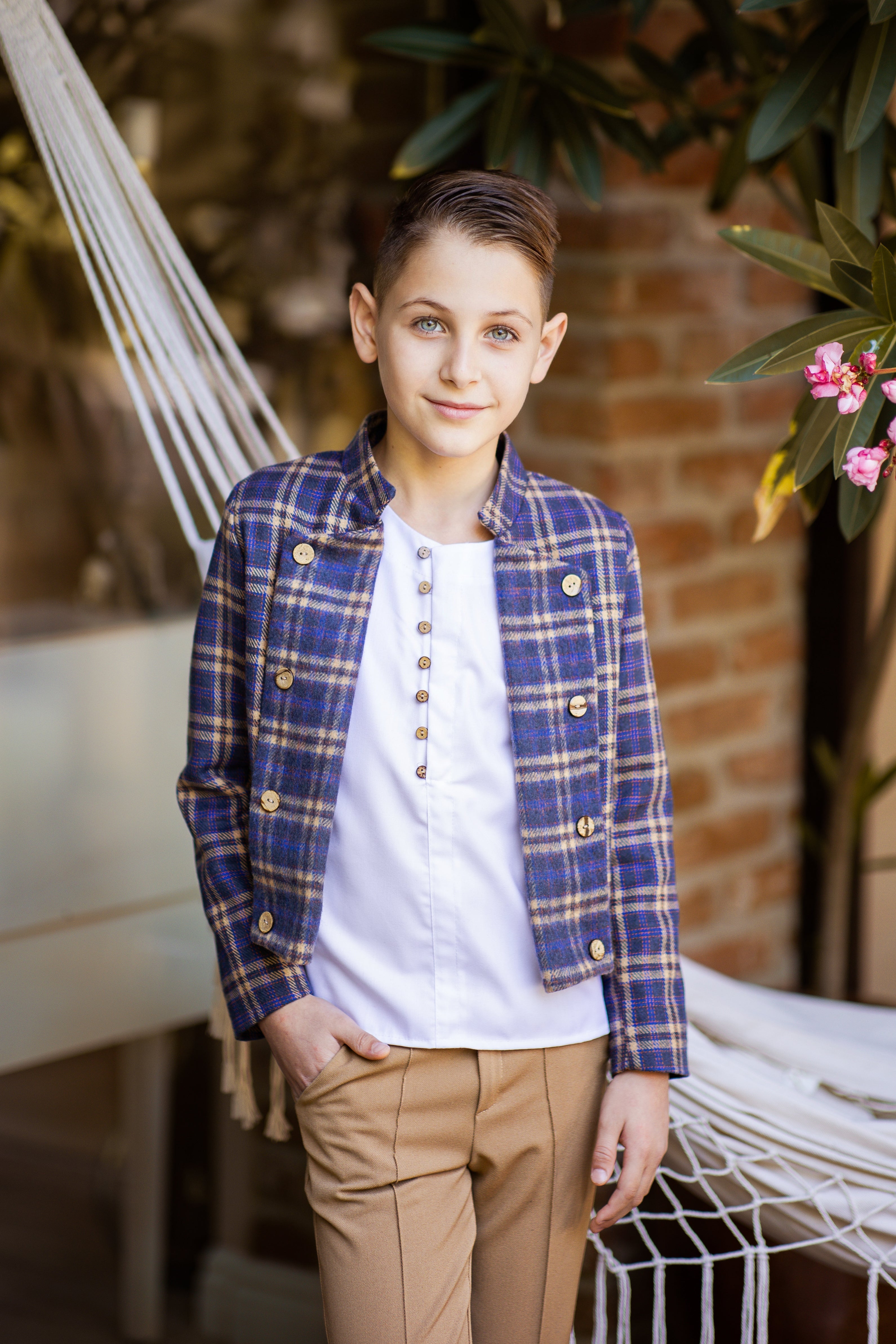 Boys checked blazer