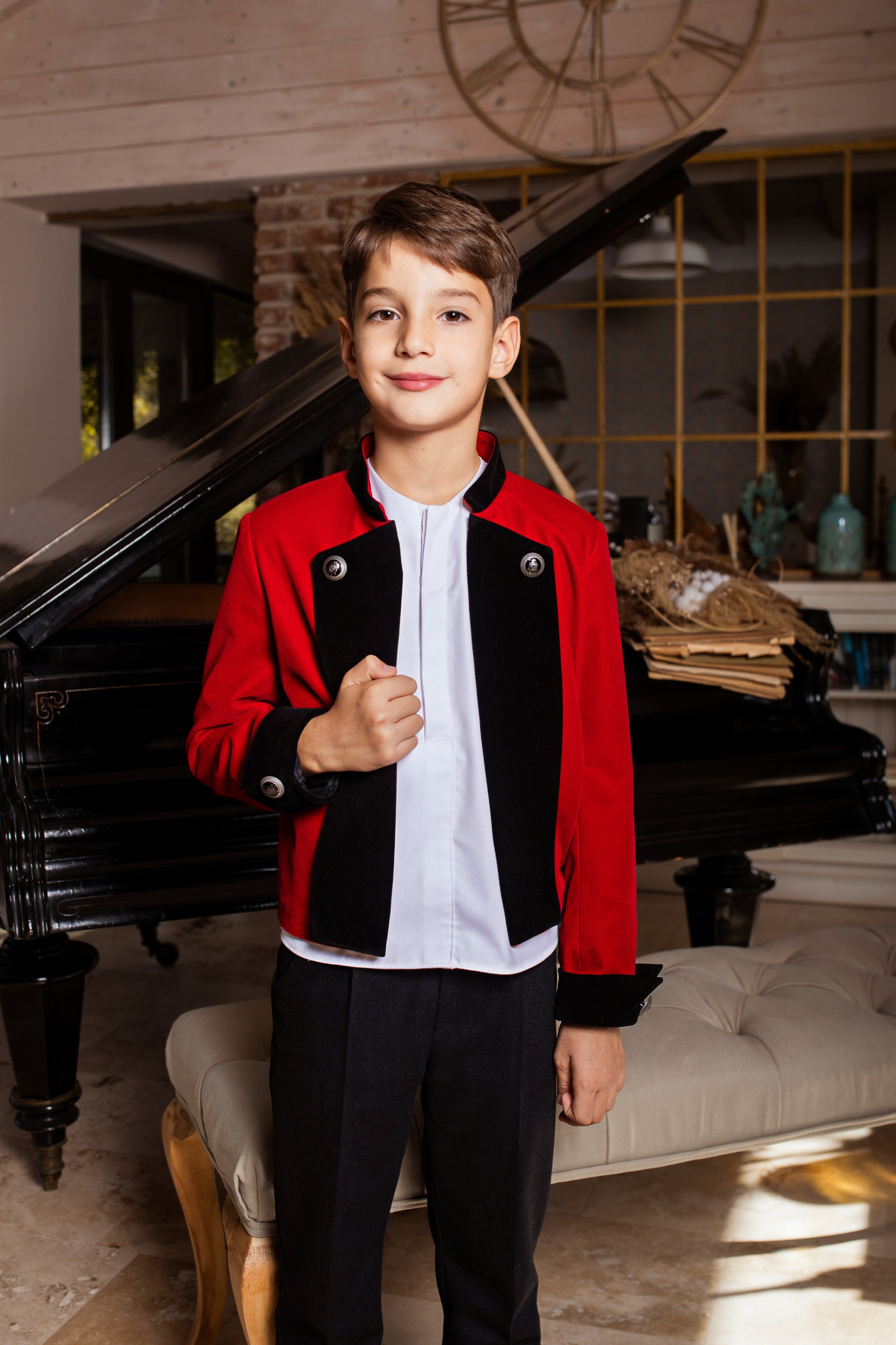 Red and Black Velvet Blazer