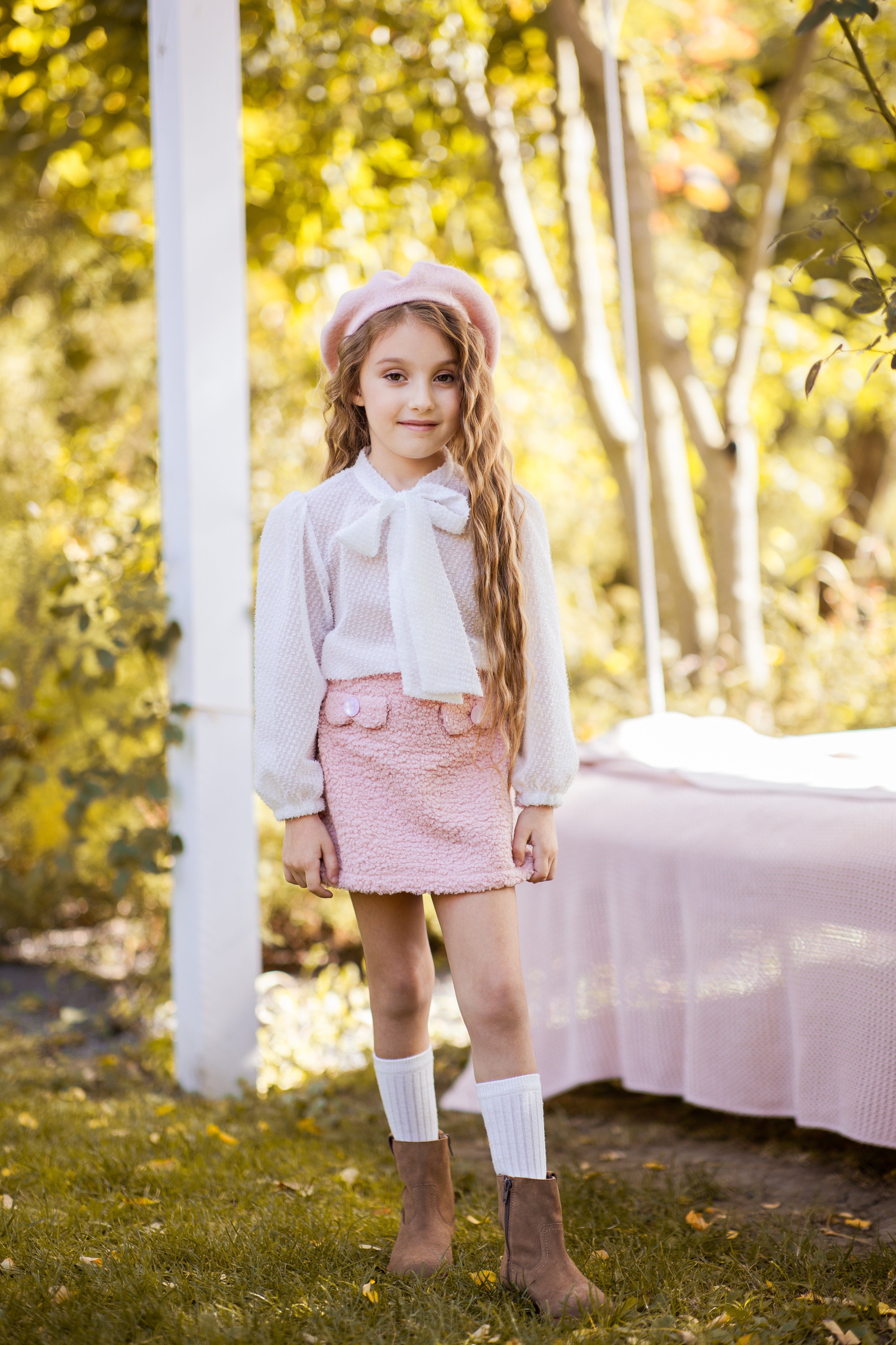 Set in Pink Bouclé Fabric