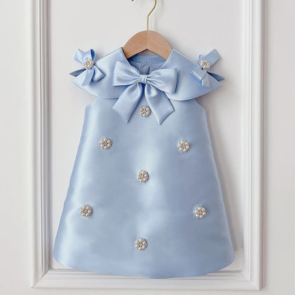 Eden Elegant Blue Gown – Premium Mikado Taffeta with Detachable Collar and Decorative Buttons