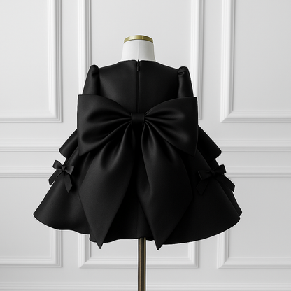 Sol Elegant Pink Gown – Premium Long-Sleeved Taffeta with Signature Bow Accents