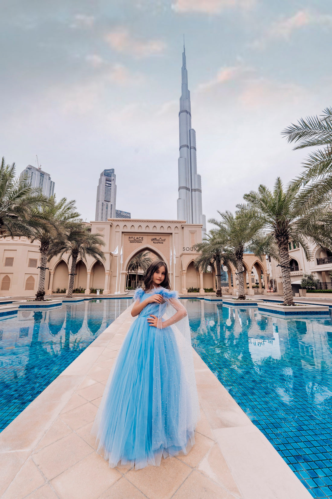 Elegant Long Blue Dress for Girls