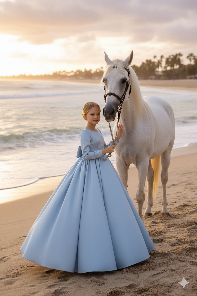 Hadassa Elegant Sky Blue Maxi Gown – Premium Taffeta Accented with Hand-Applied Pearls