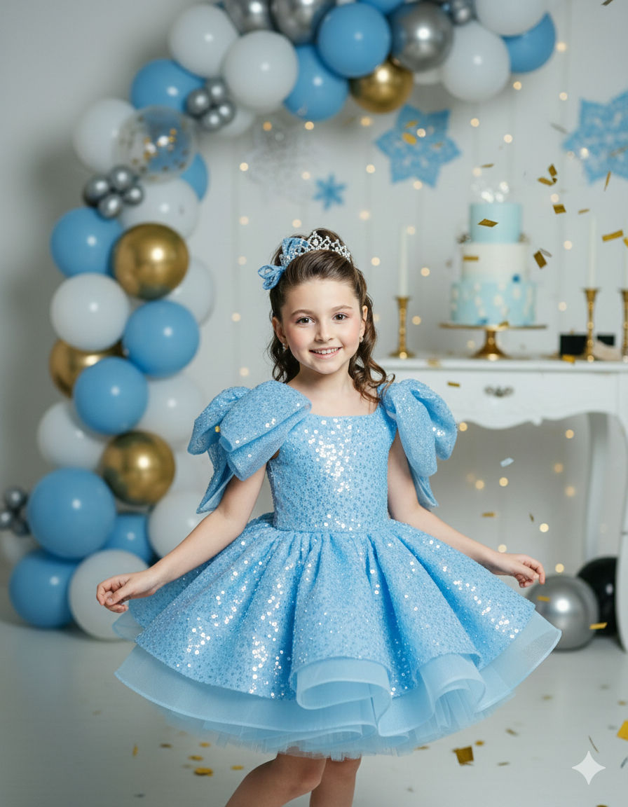 Miriam Elegant Black Lace Dress for Girls – Pearl &amp; Sequin Embroidery with Statement Shoulder Bows