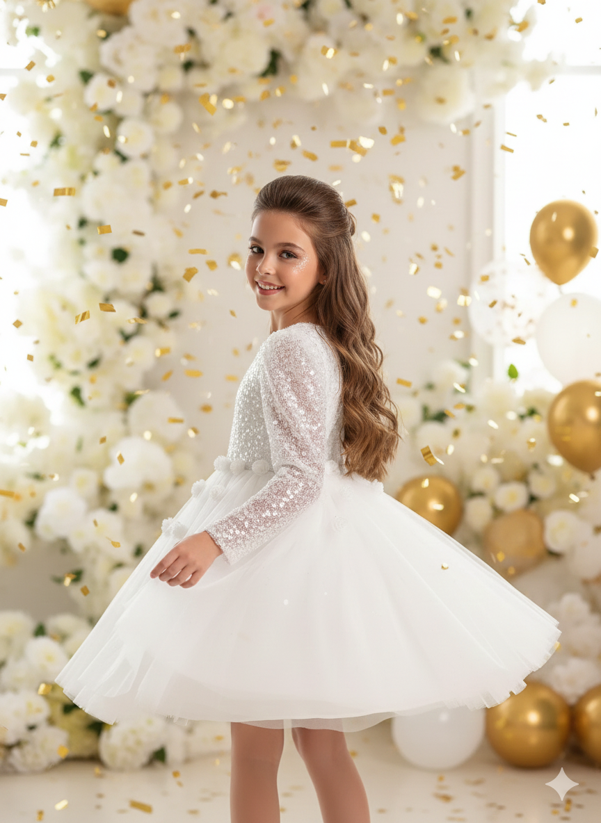 Ranya Elegant White Gown – Intricate Lace Embroidered with Pearls, Sequins, and Floral Accents