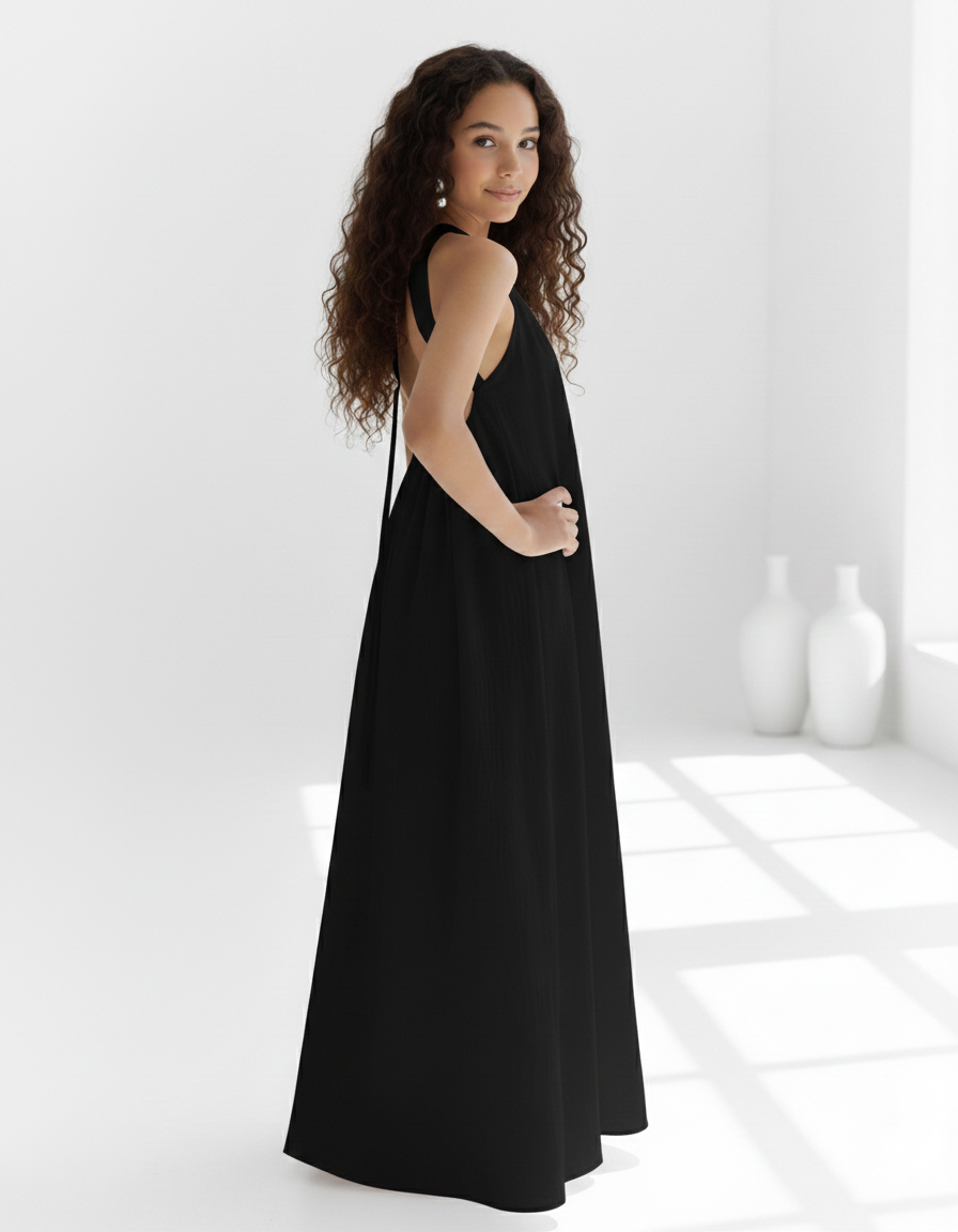 Destiny Elegant Long White Muslin Dress for Girls