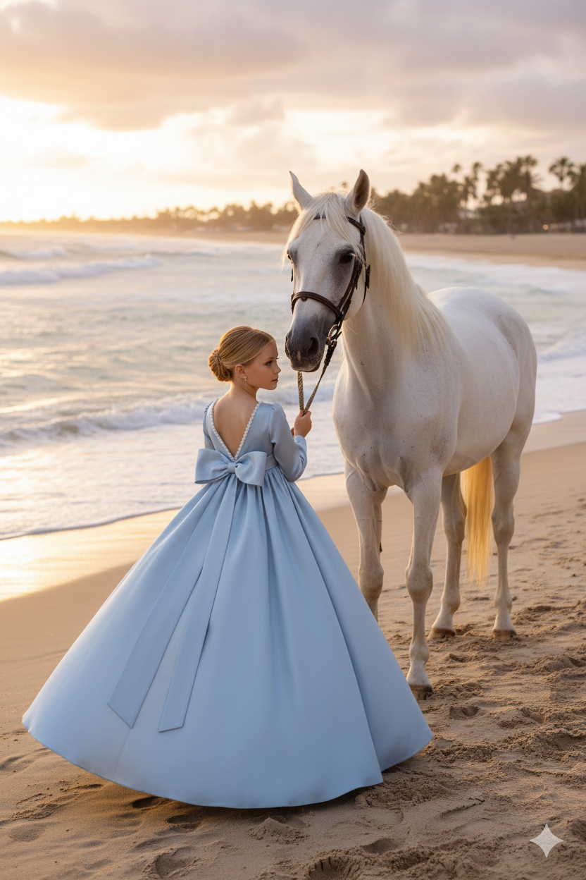 Hadassa Elegant Sky Blue Maxi Gown – Premium Taffeta Accented with Hand-Applied Pearls