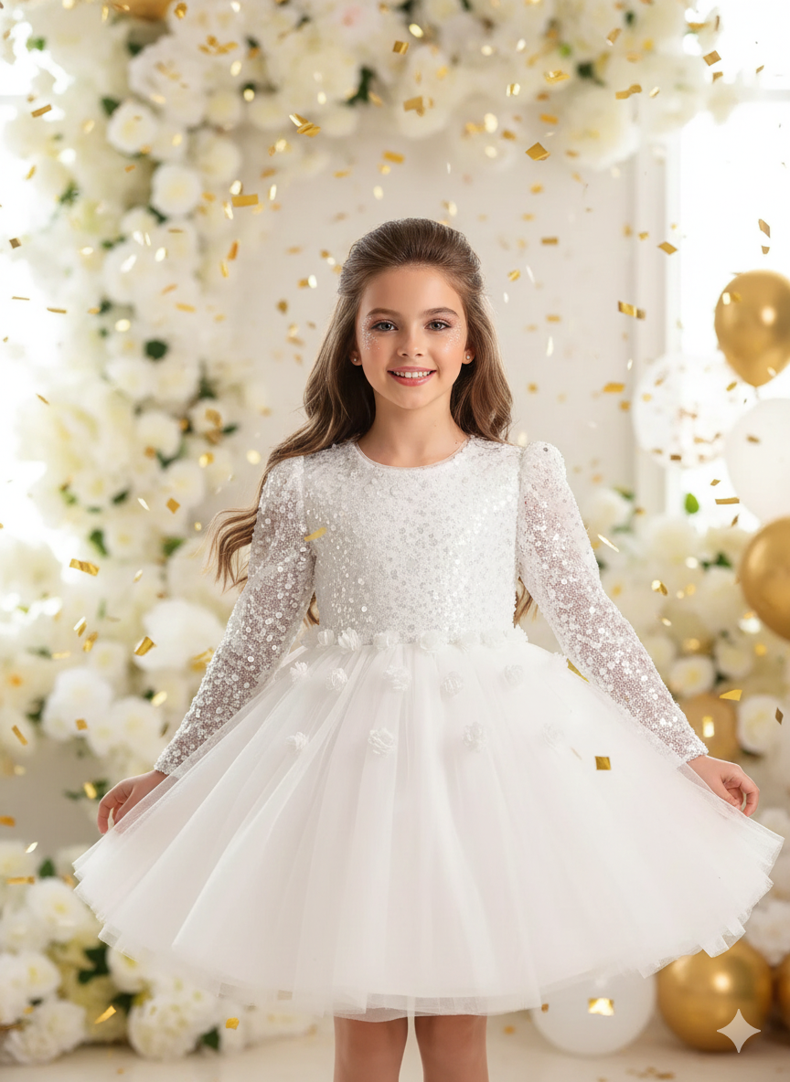 Ranya Elegant White Gown – Intricate Lace Embroidered with Pearls, Sequins, and Floral Accents