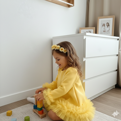 Emima Liliac Casual Dress for Girls – Accented with Tulle Ruffles