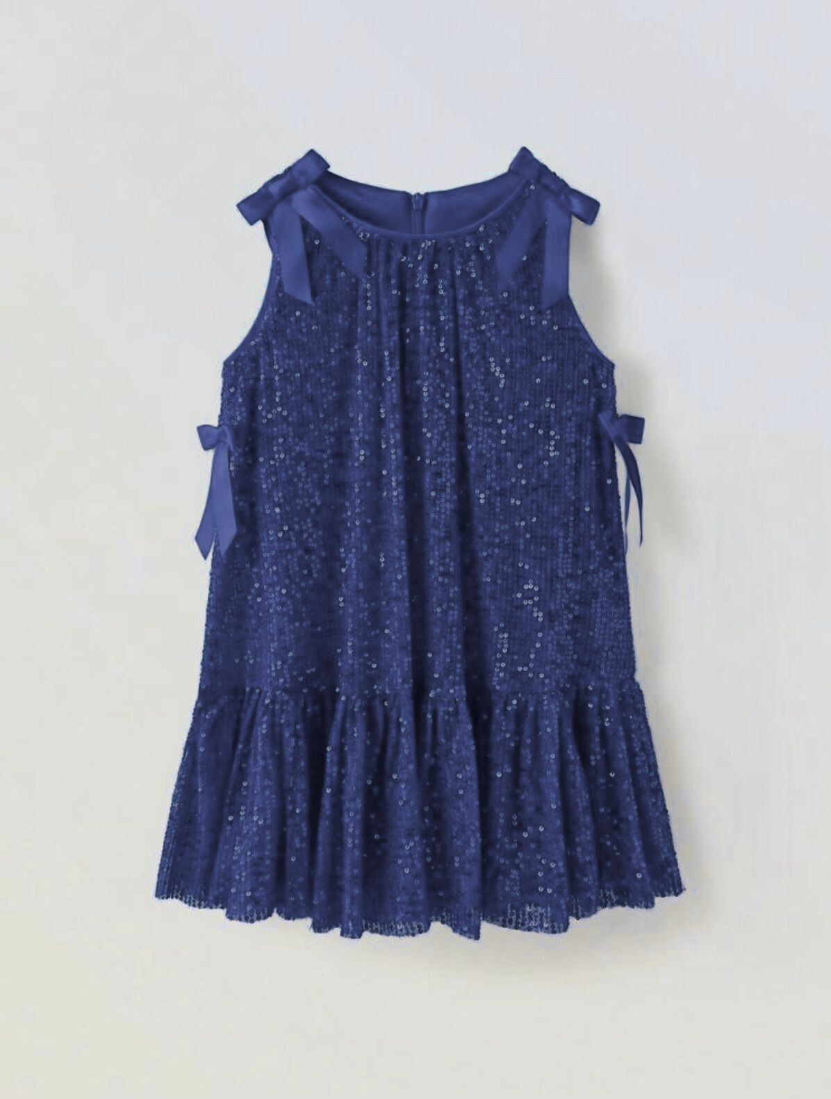 Sara Elegant Gold Sequin Dress for Girls – Accented with Satin Bows