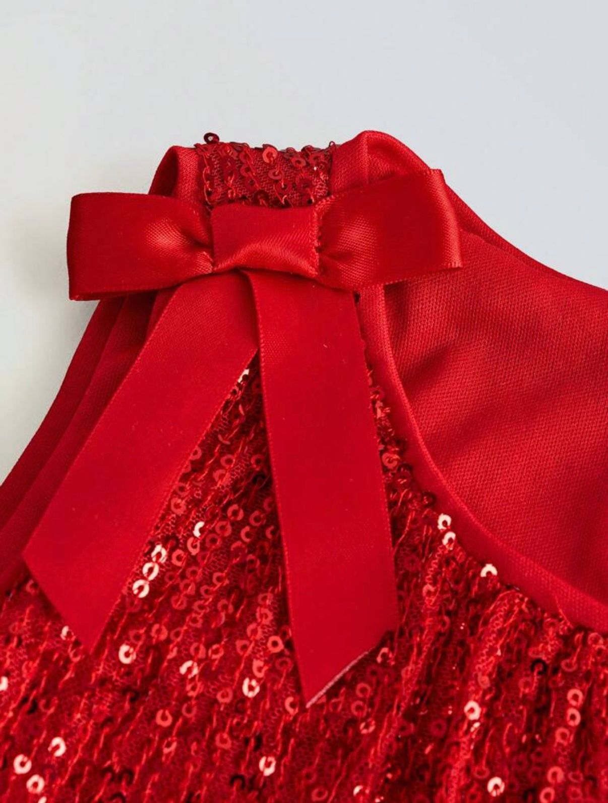 Sara Elegant Gold Sequin Dress for Girls – Accented with Satin Bows