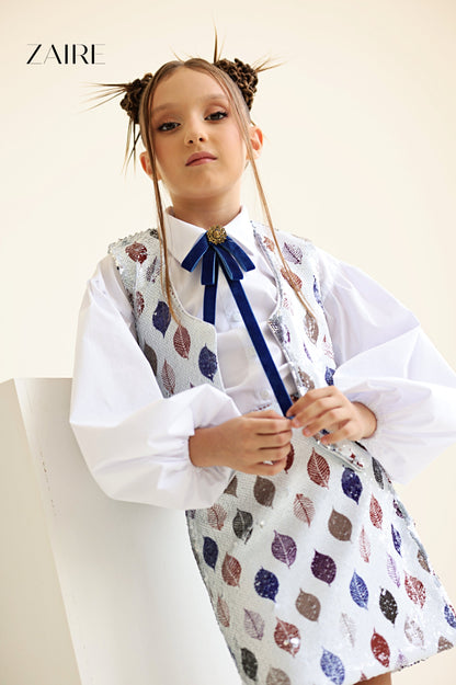 Theea Elegant Sequin Set for Girls – Reversible Sequin Vest and Skirt