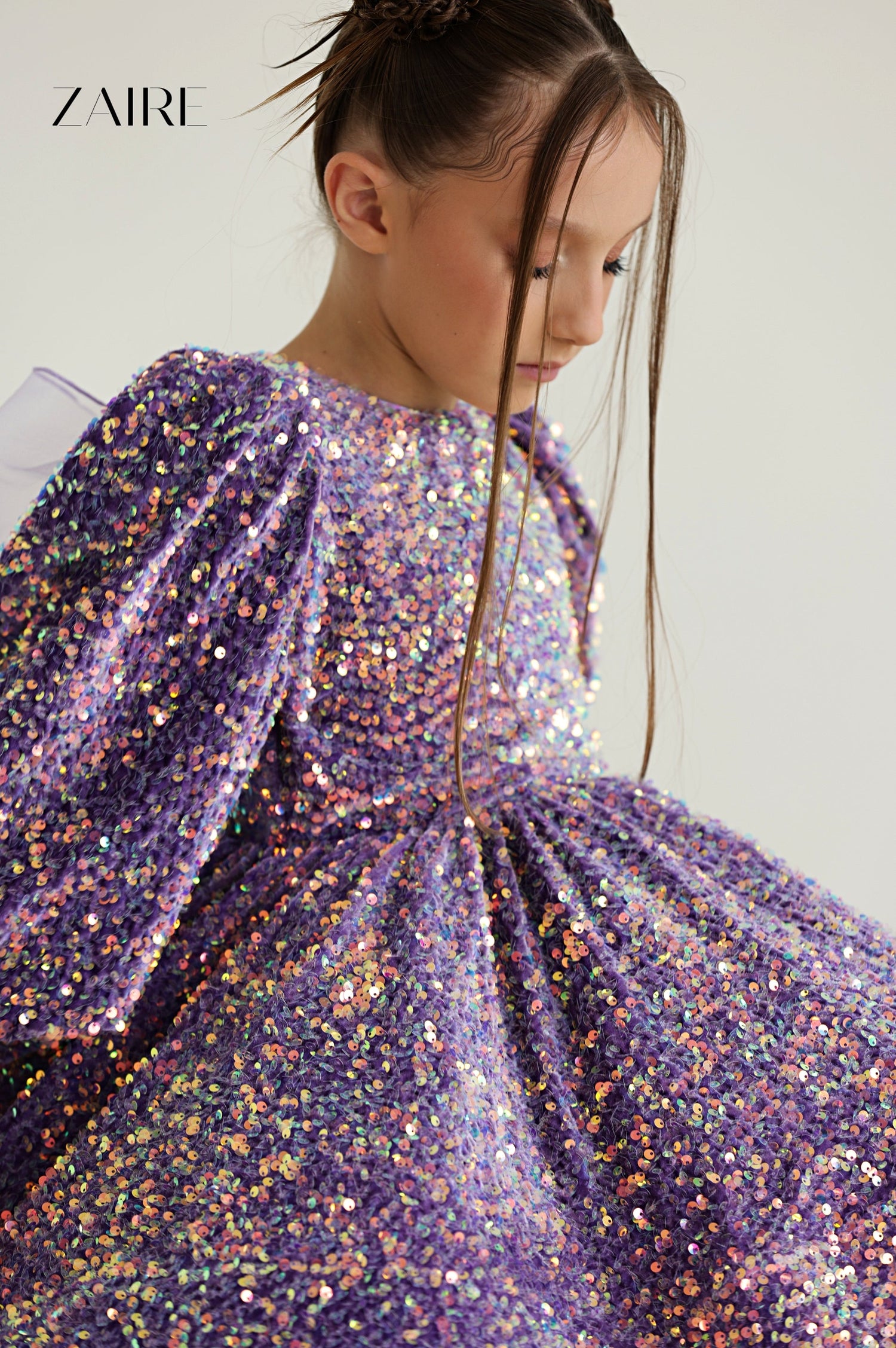Violetta Elegant Royal Blue Sequin Dress for Girls – Velvet Base with Statement Back Bow