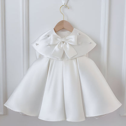 Quinn Elegant Lilac Gown – Premium Mikado Taffeta with Detachable Cape Collar and Hand-Stitched Pearls