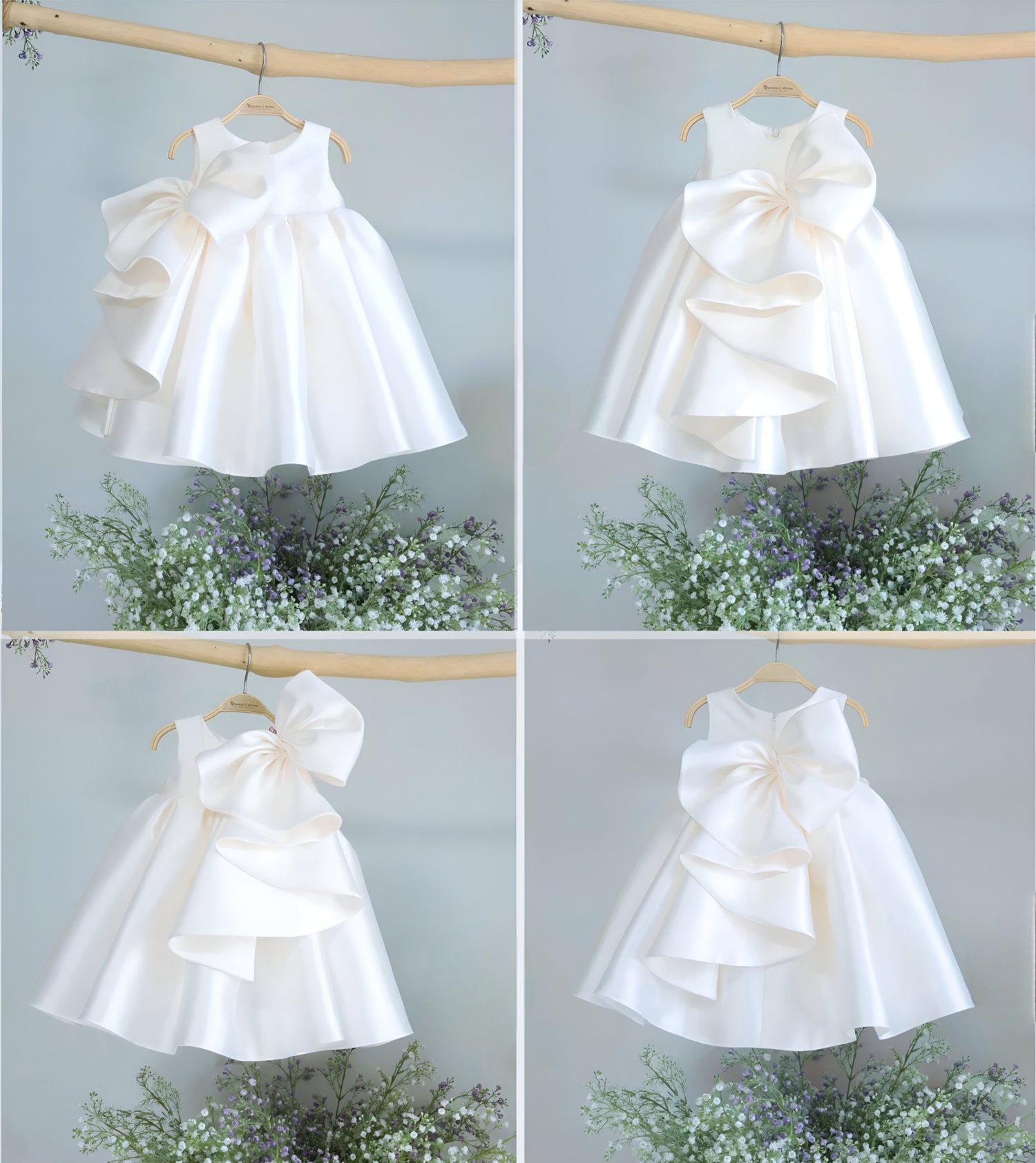 Salome Elegant White Ceremony Gown – Premium Mikado Taffeta with Versatile Detachable Bow