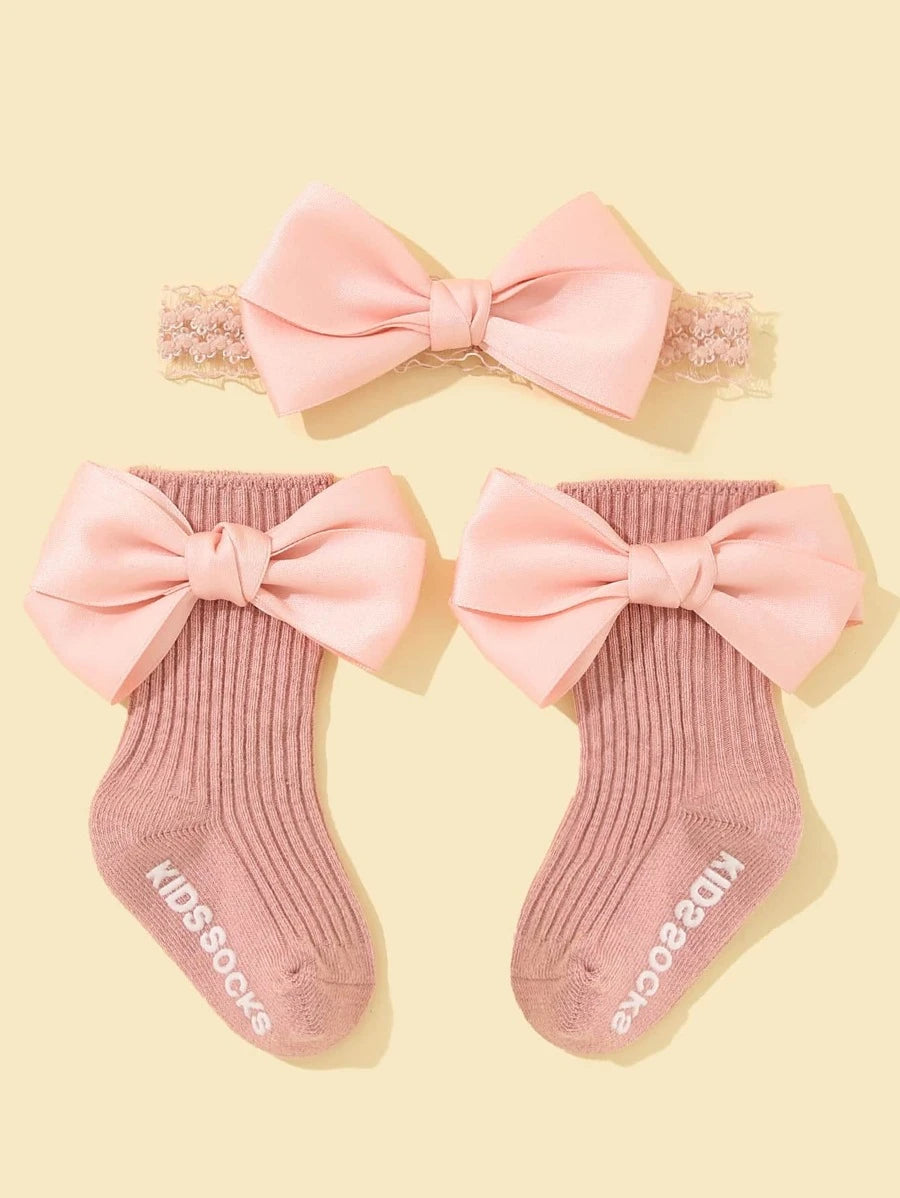 Baby Bow Headband and Socks Bundle